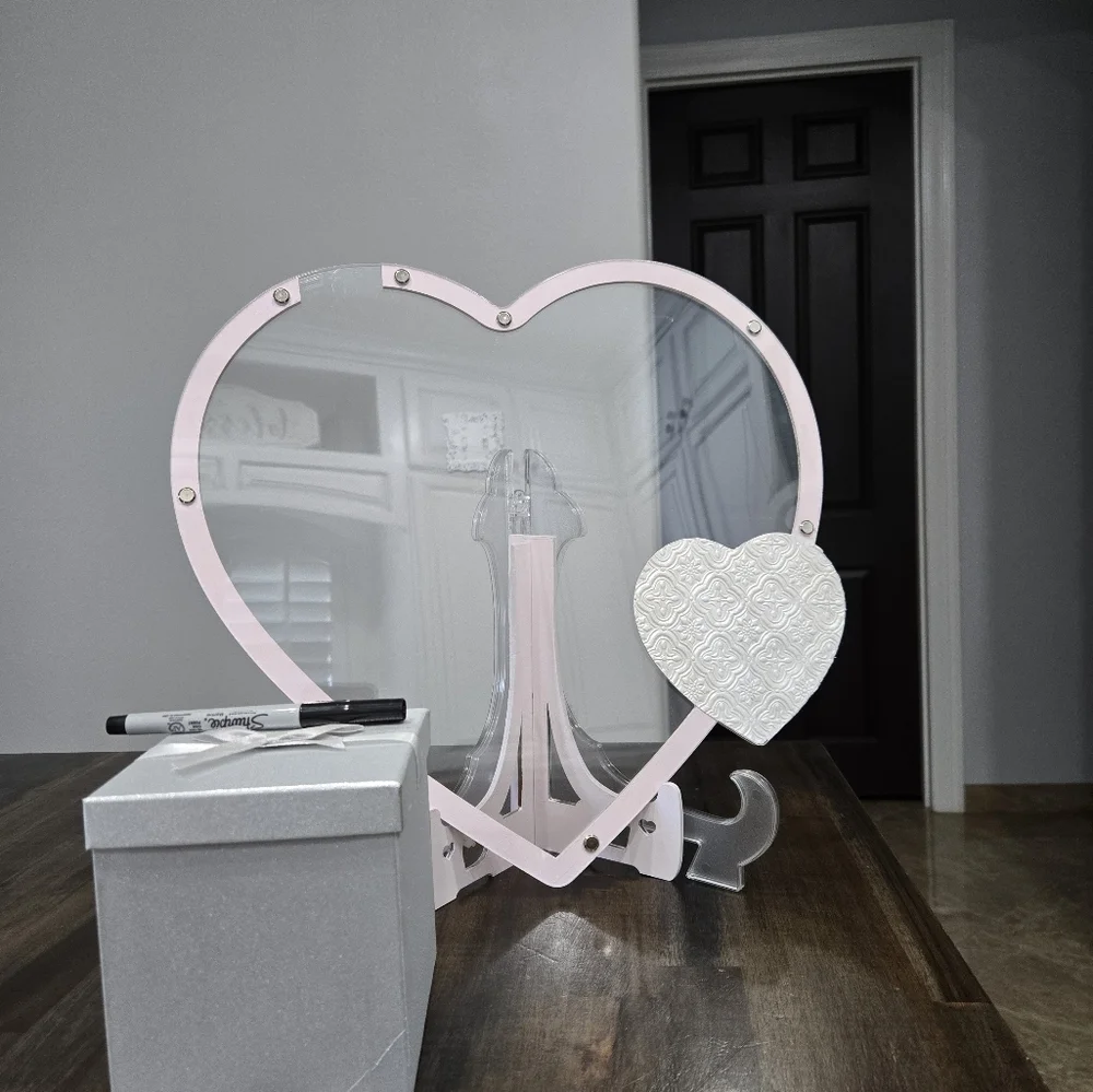 Large Heart-Shaped Pink and Pearl Guest Sign In
